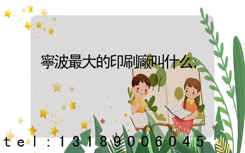 寧波最大的印刷廠叫什么